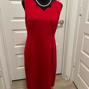 Talbots Red Sweetheart Neckline Sheath Dress Talbots Ponte Stretch 8 Back Zip